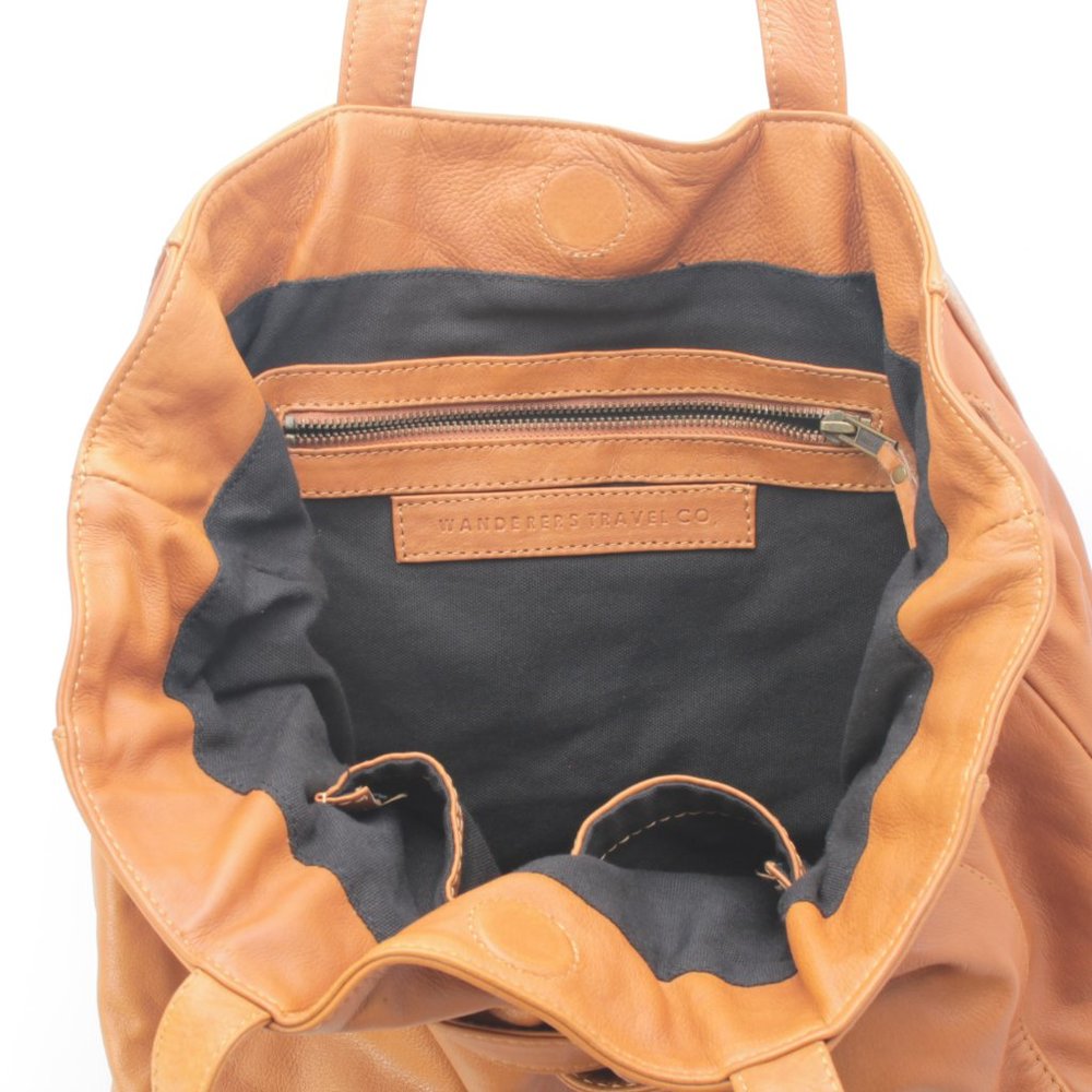 Wanderers Travel Co Madrid Handbag - Large Size Tan Leather - Picture 4 of 12